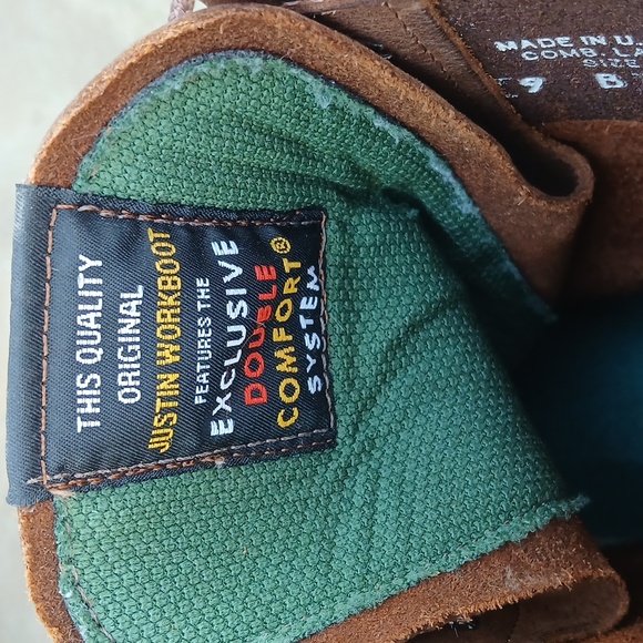 Justin Boots Men's Brown Leather Conductor Boots Sz 9M. MADE IN USA - Picture 7 of 10